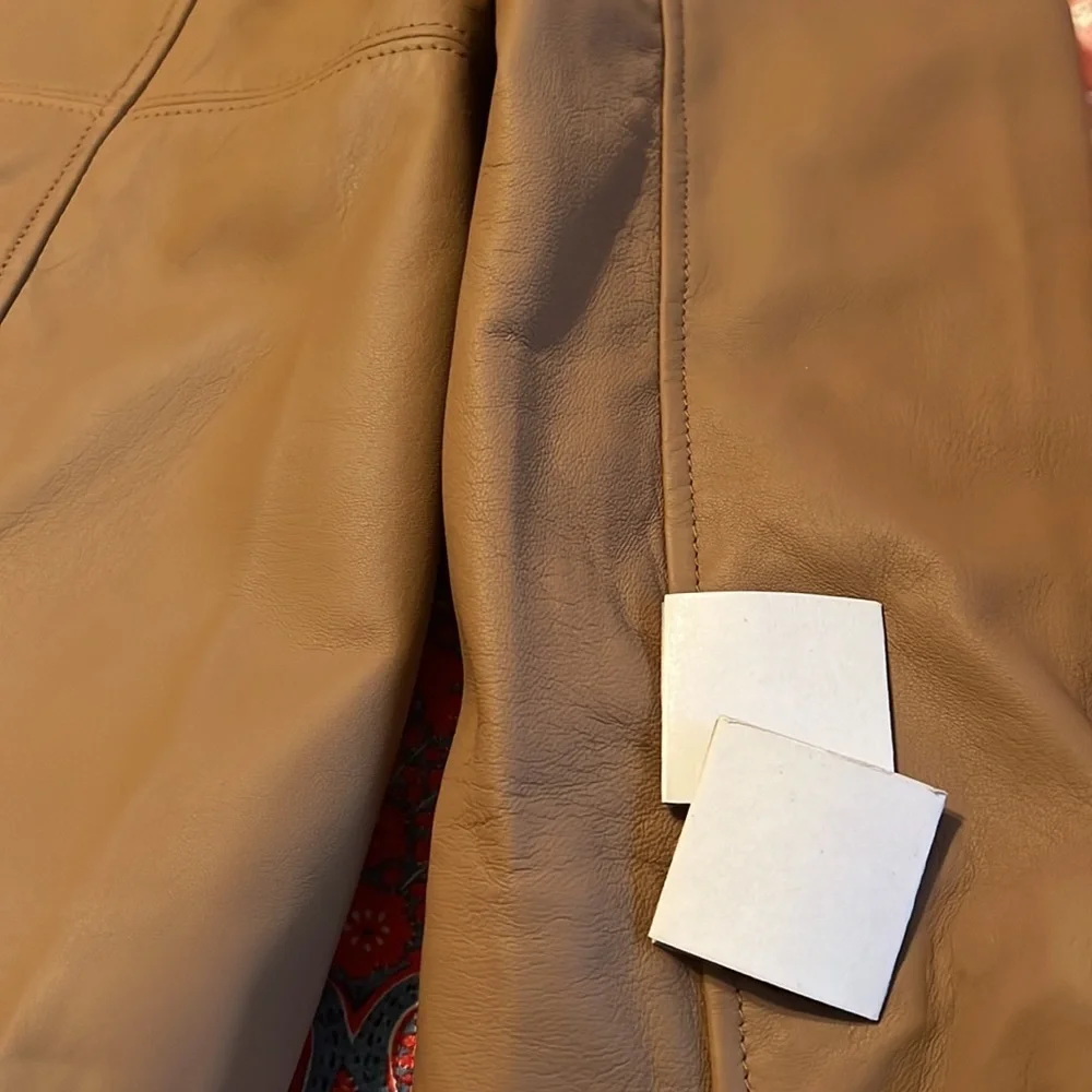 Jcrew CollectionAlfie Tan Brown 100% Leather Jacket Blazer, NWT, size 14